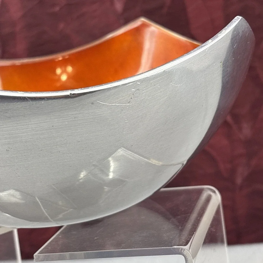 Orange Hand.‎ Painted Swirl Enamel Shiney Aluminum Decorative Bowl Made in India